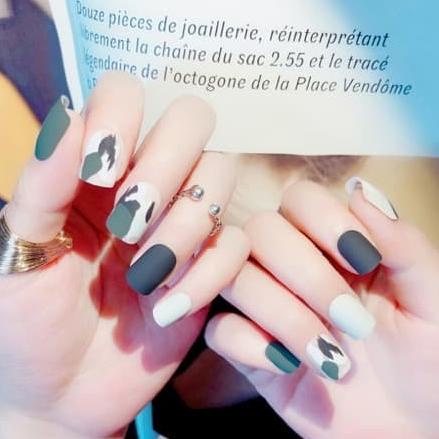 Jessia NAIL ART - 24 pcs kuku palsu Warna Hijau Motif Tentara