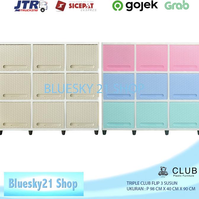 LEMARI PLASTIK TRIPLE CLUB FLIP 3 SUSUN / LEMARI CLUB MURAH