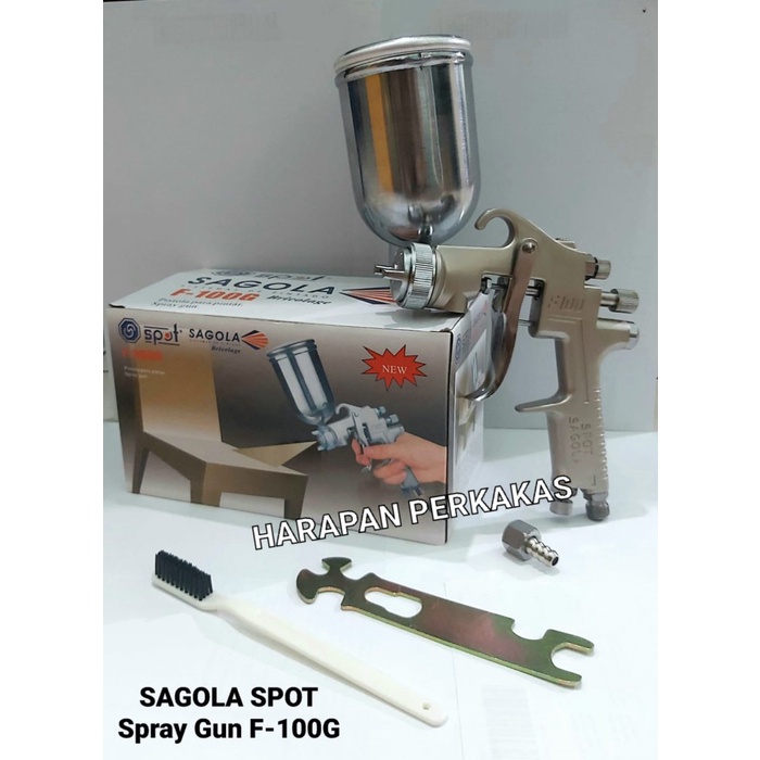 Spray Gun SAGOLA SPOT Tabung Atas F-100 / F100 G + SELANG RECOIL 9 M