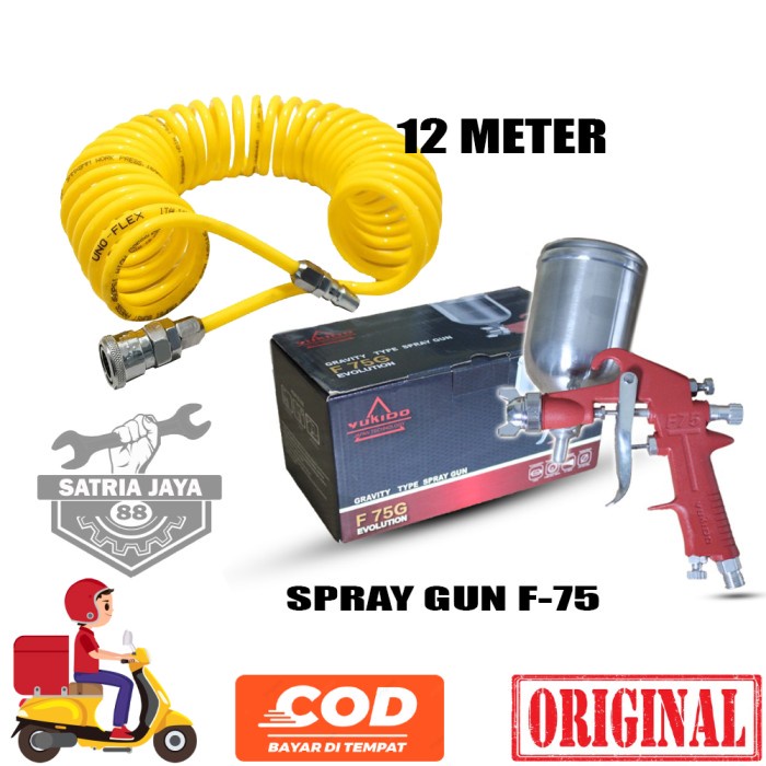 PAKET Spray Gun F75 Tabung Atas Dan Selang kompresor 12m Semprotan Cat