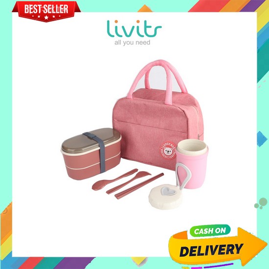 Lunch Box Kotak Makan Simple Unik Terbaru 2023 Tempat Bekal Makanan Dewasa Laki Perempuan Set Bento 
