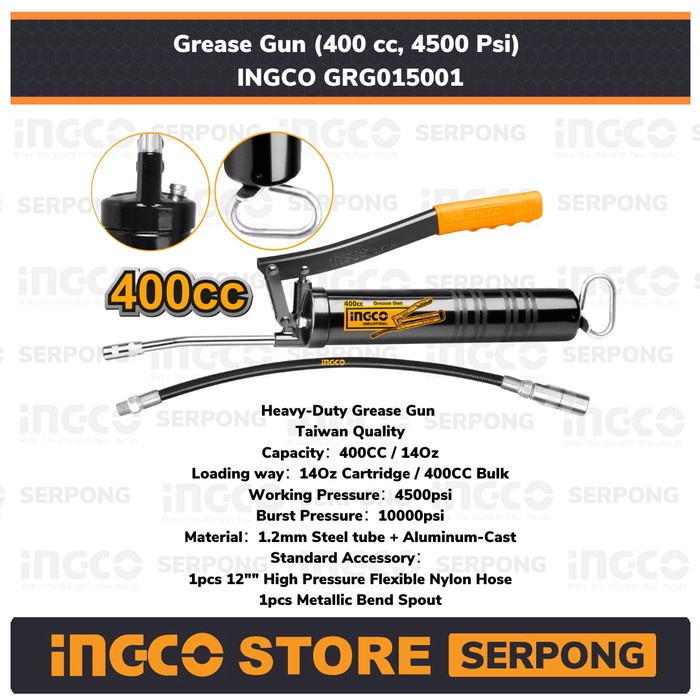 Grease Gun (400 cc, 4500 Psi) INGCO GRG015001 - Pompa Gemuk Tangan ml