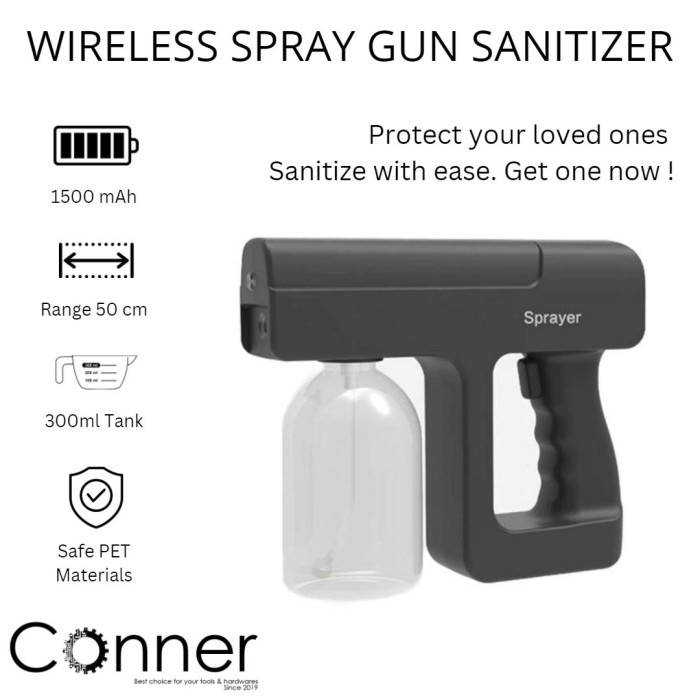 Disinfektan Spray Gun Semprotan Nano Wireless Elektrik 300 ml