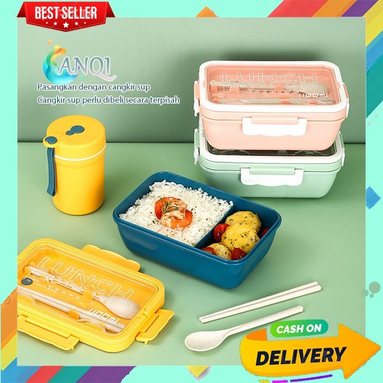 Lunch Box Kotak Bekal Anak Sekolah Anti Tumpah Tempat Bekal Makanan Dewasa Laki Perempuan Set Bento 