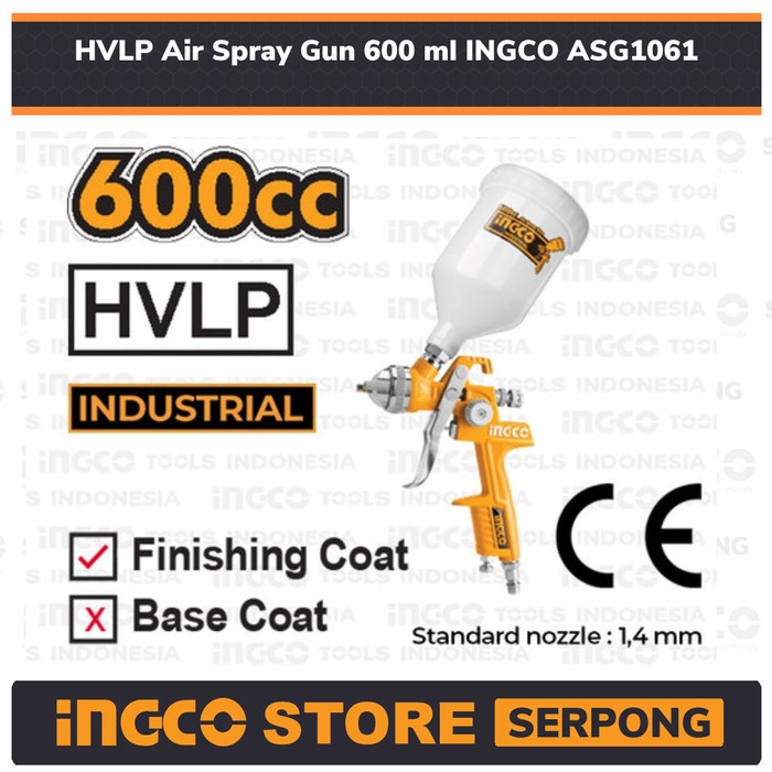 SPRAYGUN HVLP INGCO SPRAY GUN HVLP 600cc HVLP INGCO ASG1061