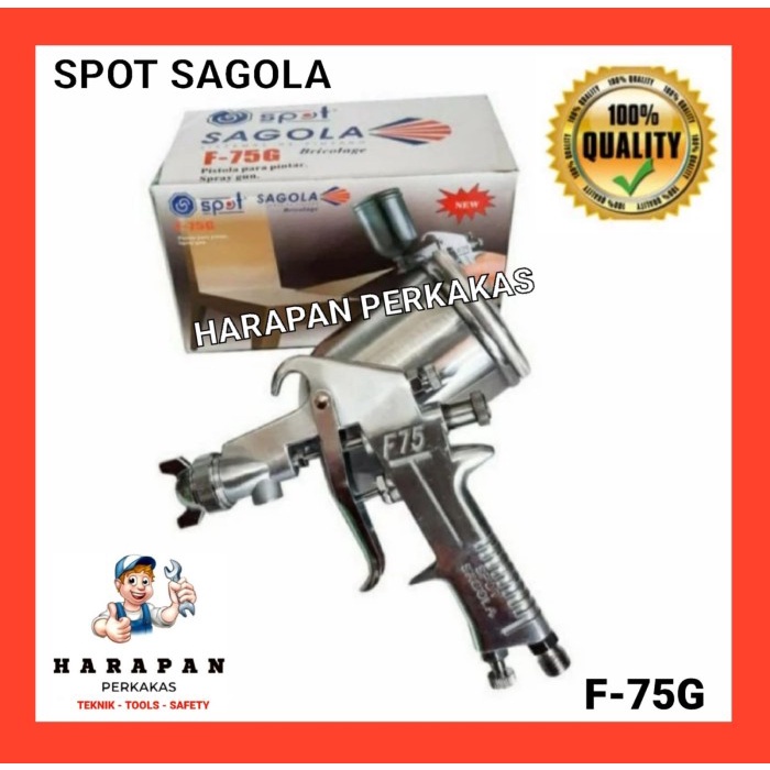 Spray Gun SPOT SAGOLA Tabung Atas F-75 / F75G + SELANG RECOIL 9 METER