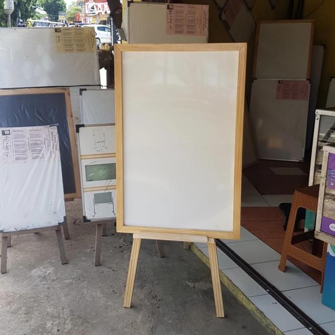 

papan tulis whiteboard list dan standing kayu 60x80 cm