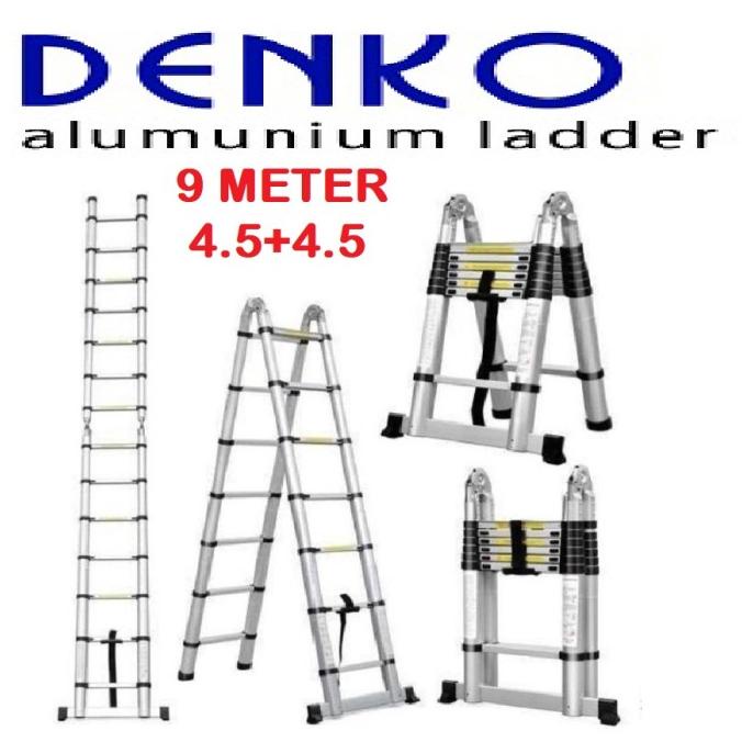 Denko Tangga Teleskopik Double 9M / 9 Meter Type A Tangga Lipat