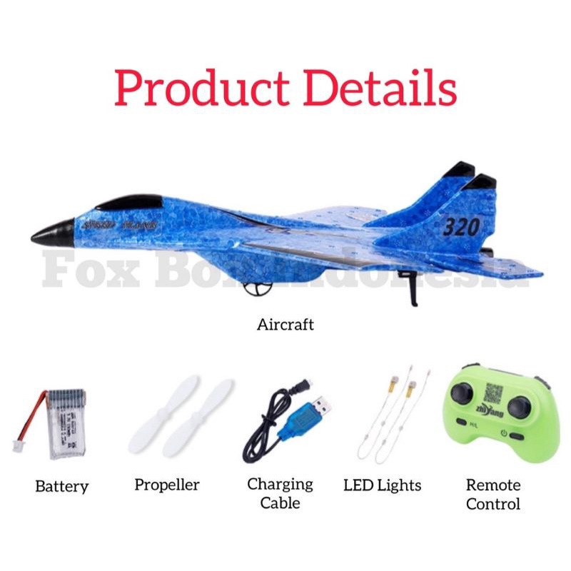 Mainan Pesawat Terbang Remot Control Led Pesawat Glider Airplane Foam