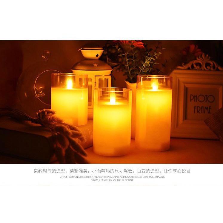 Triple Led Candle Transparent + Remote / Lilin Elektrik Dekorasi Lilin Pajangan
