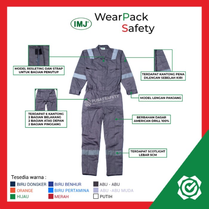 ALAT KESELAMATAN WEARPACK SAFETY / BAJU KERJA / SERAGAM SAFETY / COVERALL PROYEK IMJ ORIGINAL
