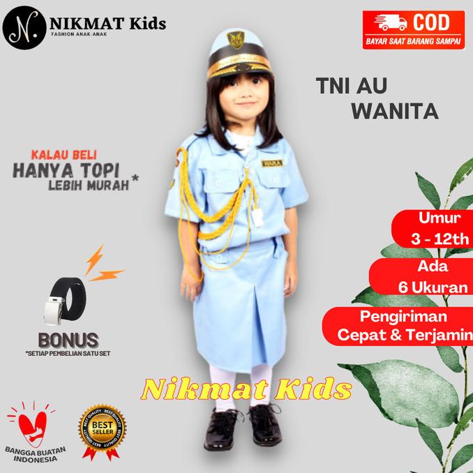 Baju profesi tentara wanita anak perempuan angkatan udara kostum tk sd