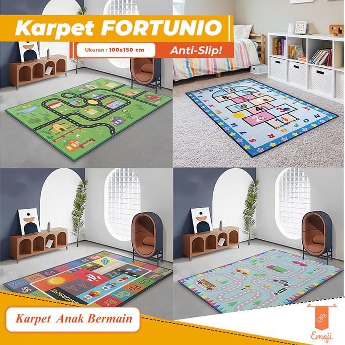 Karpet Bermain Anak 100x150 cm FORTUNIO Karpet Kamar Anak Anti Slip