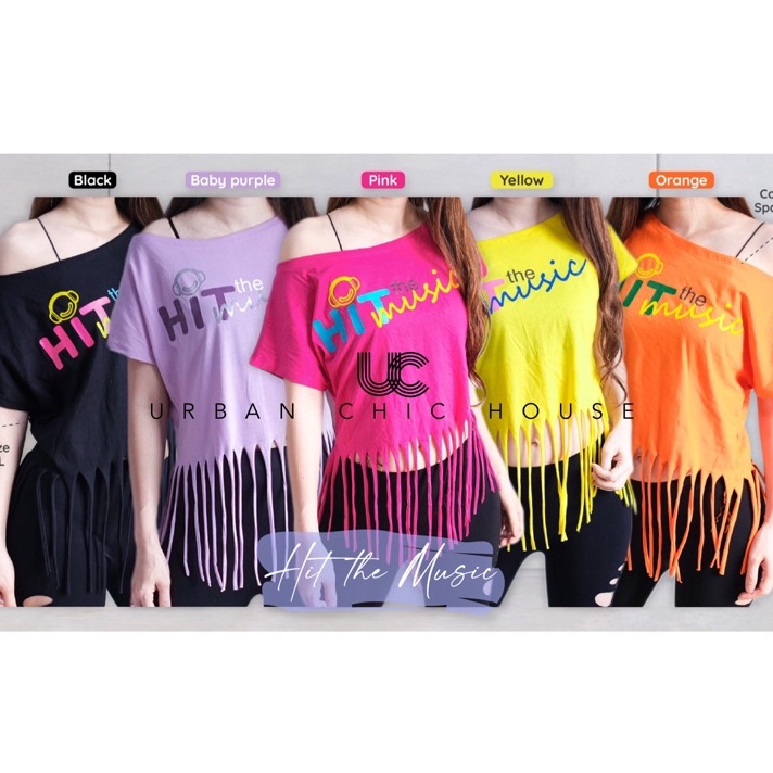 Terkini Hit the music / baju senam / baju olahraga/ kaos senam / baju wanita