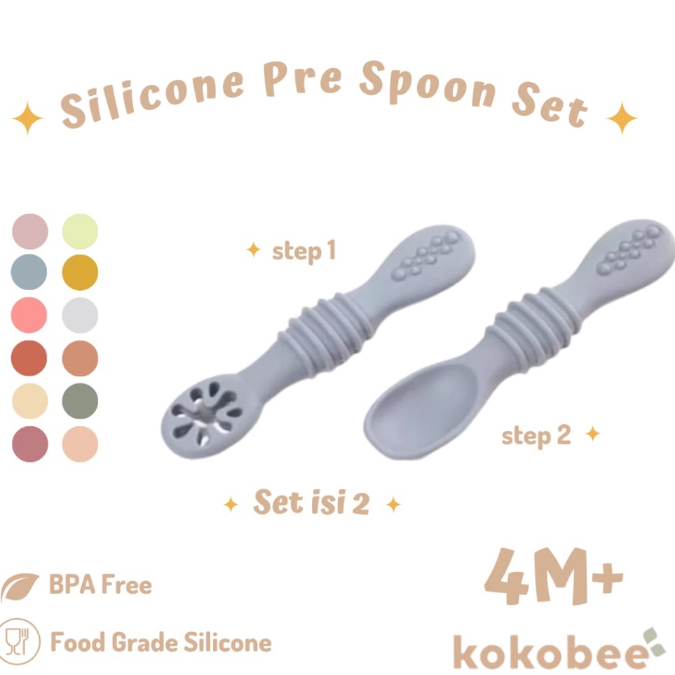 ㅑ KOKOBee - Silicone Pre Spoon for baby feeding training / silicone spoon / BLW / silicone feeding s