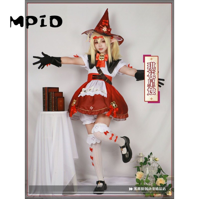 【MPID】Genshin Impact Cosplay Klee Costume New Skin Blossoming Starlight Kids Outfits Dress Klee Wig 