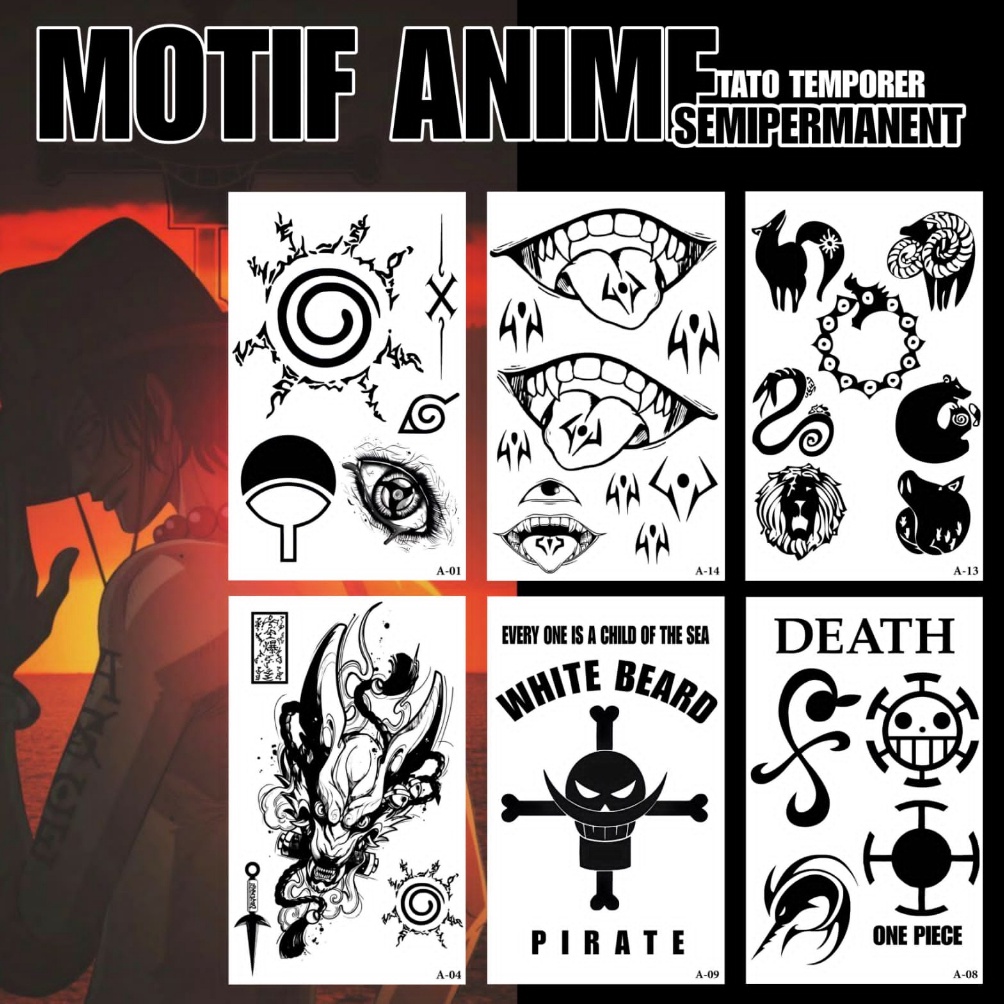 ⏎ TATOMANIA-Tato semi permanen Motif Animasi Naruto One Piece Bonten anti air ✪