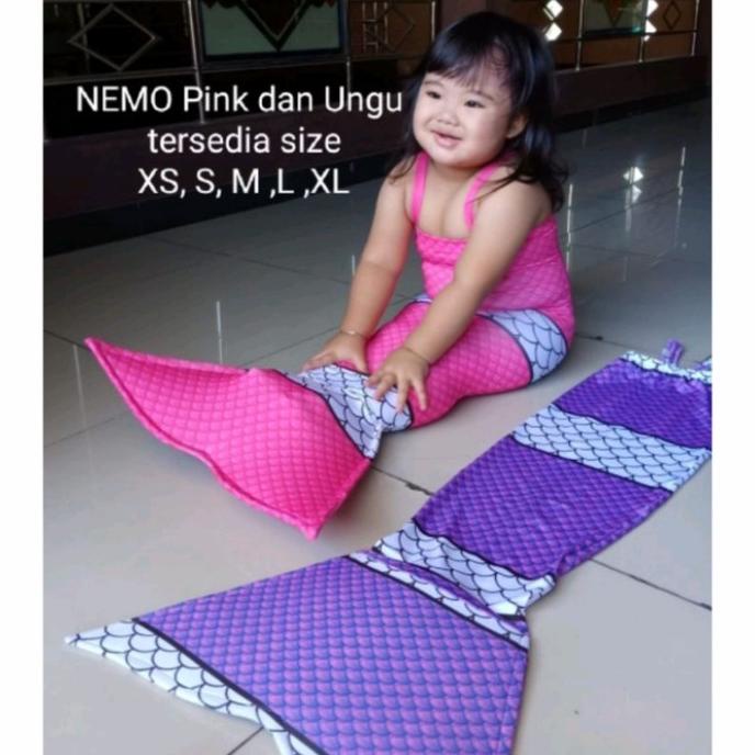 Baju Mermaid Anak 1-11th Motif Nemo / Baju Putri Duyung Anak / Baju