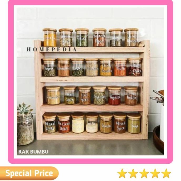 Rak Toples Kayu 4 Susun / Rak Bumbu Dapur