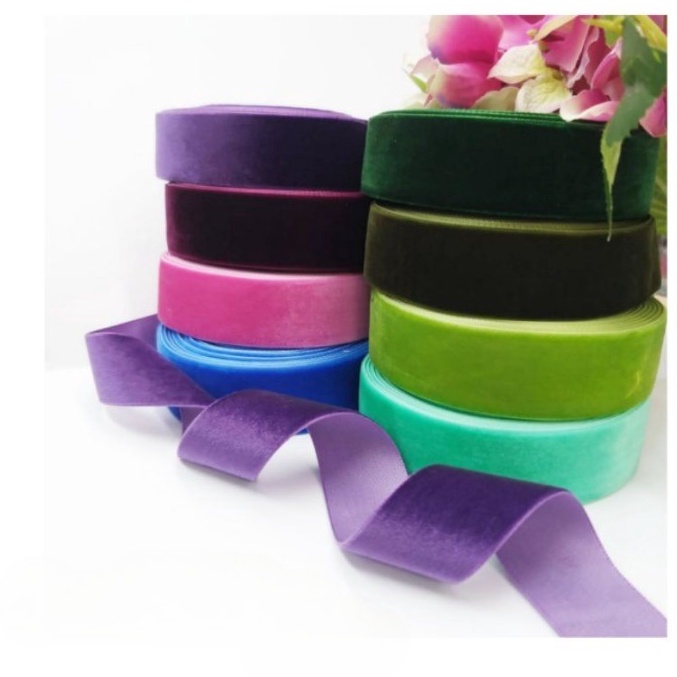 

✬Sale [1 Roll] Pita Bludru 1/4 Inch, 3/8 Inch, 1/2 Inch, 3/4 Inch, 1 Inch / Pita Beludru Warna / Pita Velvet / Pita Kado Warna / Pita Bludru Polos I86