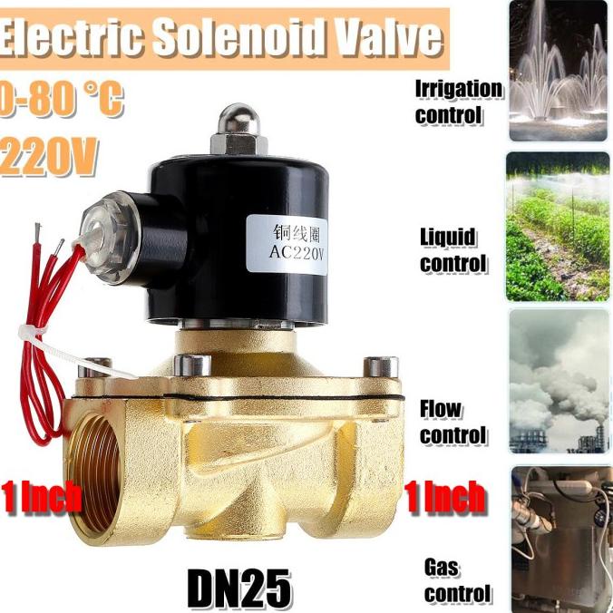 Selenoid Valve 2 Way 1 Inch Selenoid Water Valve Kran Elektrik 220V
