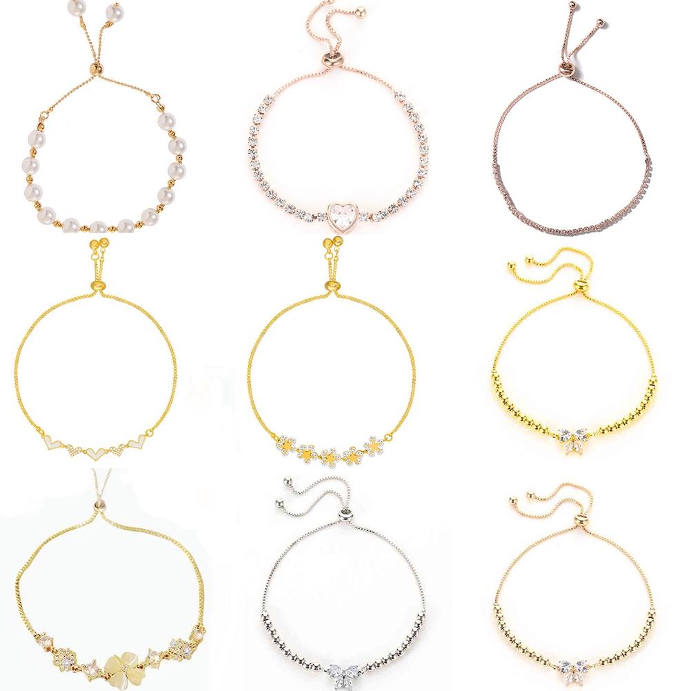 Diskon Gelang Serut Titanium Wanita Korea  Fashion Gelang Bunga Gelang Berlian Imitasi Emas Perhiasa