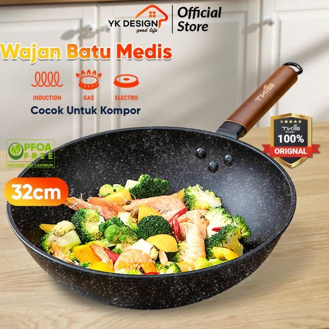TKIS BY YK DESIGN TK-838 Wajan Goreng anti Lengket Batu Medis 32 CM