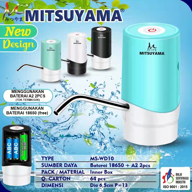 ☤Mzo Barangunik2021-Pompa Galon Elektric Baterai AA dan 18650 Mitsuyama MS-WD 10/Pompa Galon Electri