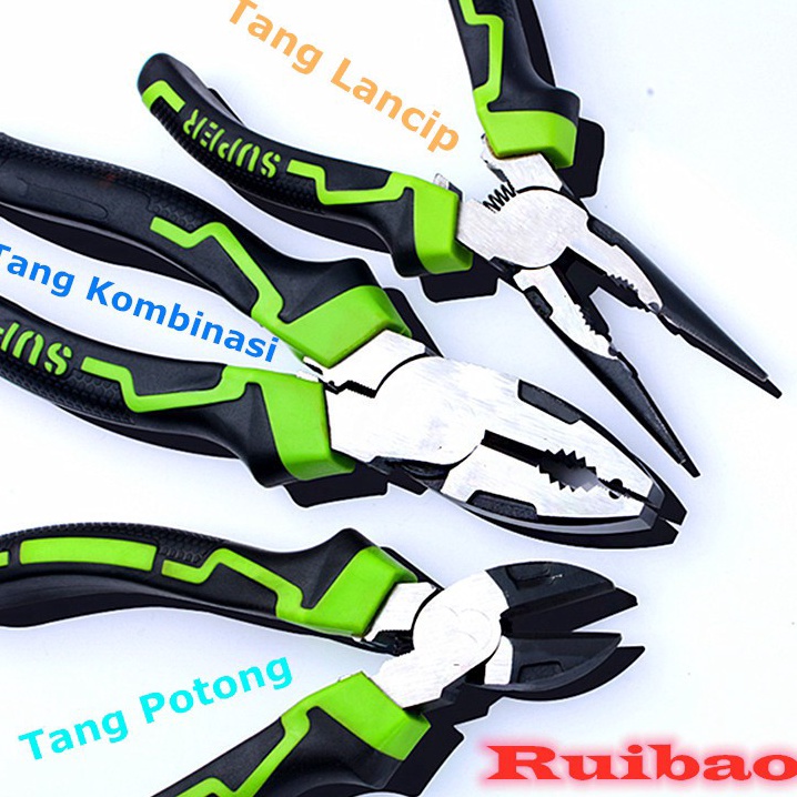 Laris Ruibao Tang industri 6 inch / 1 Set 3 PCS / Tang Kombinasi / Tang Lancip / Tang Potong A r Spe