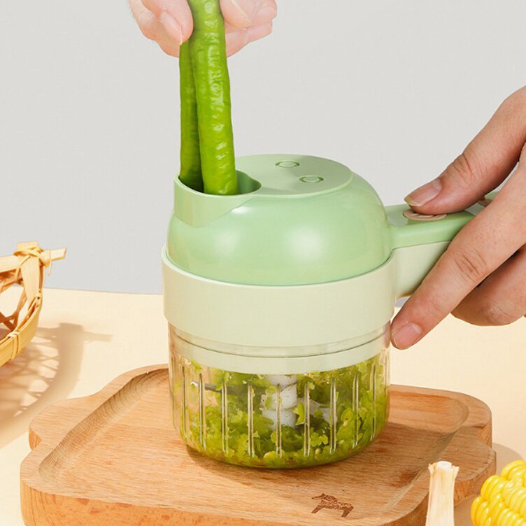 ￣ hw { OMG } Blender Sayur 4 in 1Model Genggam  / Set Alat Pemotong Sayuran Tanpa Kabel pengiris pen