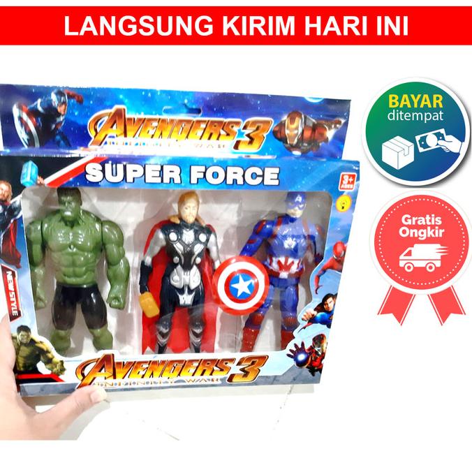 BESAR MAINAN ROBOT ACTION FIGURE AVENGER ISI 3 IRON MAN HULK CAPTAIN A