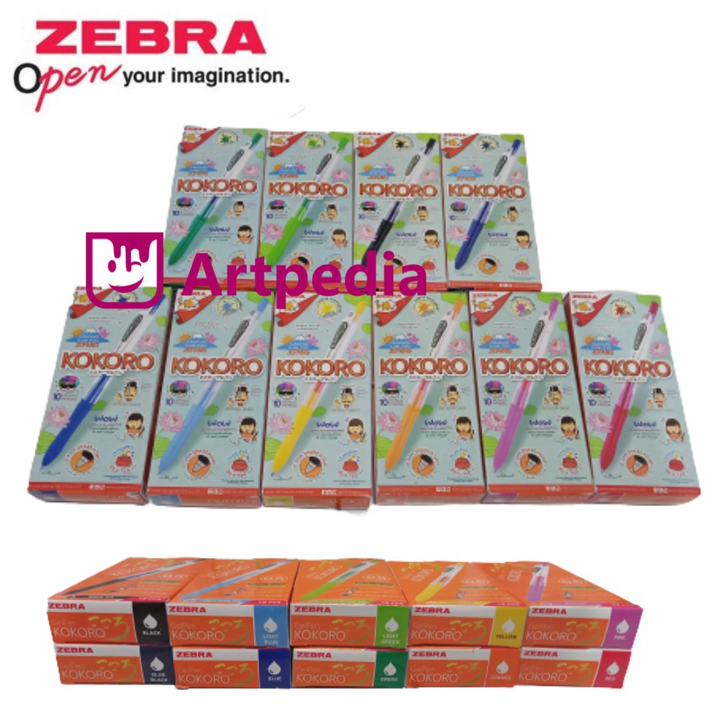 JE44 Pulpen Gel Zebra Kokoro 1lusin - Gel pen kokoro set - Pulpen Gel dijual lusinan - Color Gel Pen