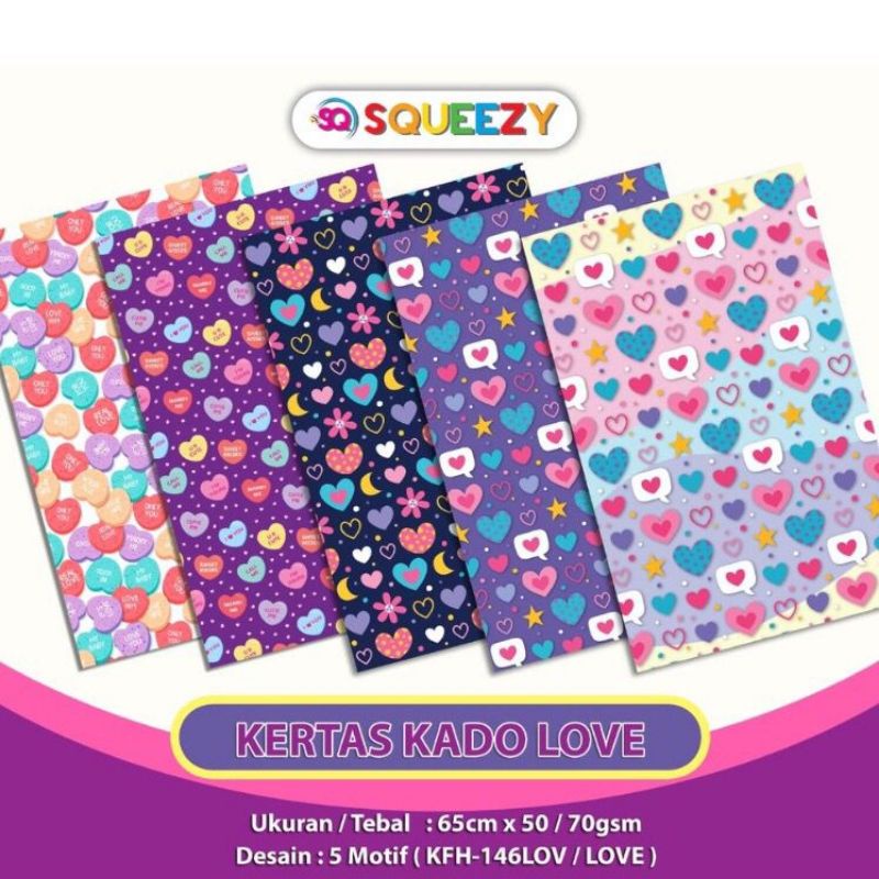 

KERTAS KADO / KERTAS PEMBUNGKUS KADO Jasa Bungkus Kado BUNGA SQUEEZY MOTIF LOVE