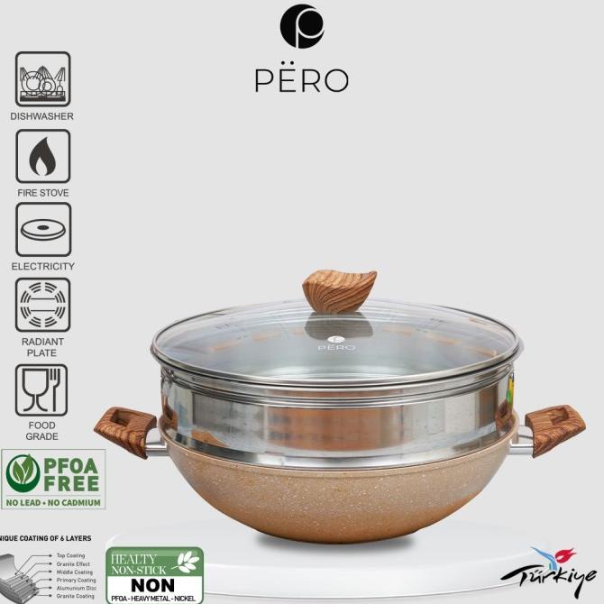 Pero Basic Doa Multifunction 2in1 Wok 32cm + Steamer