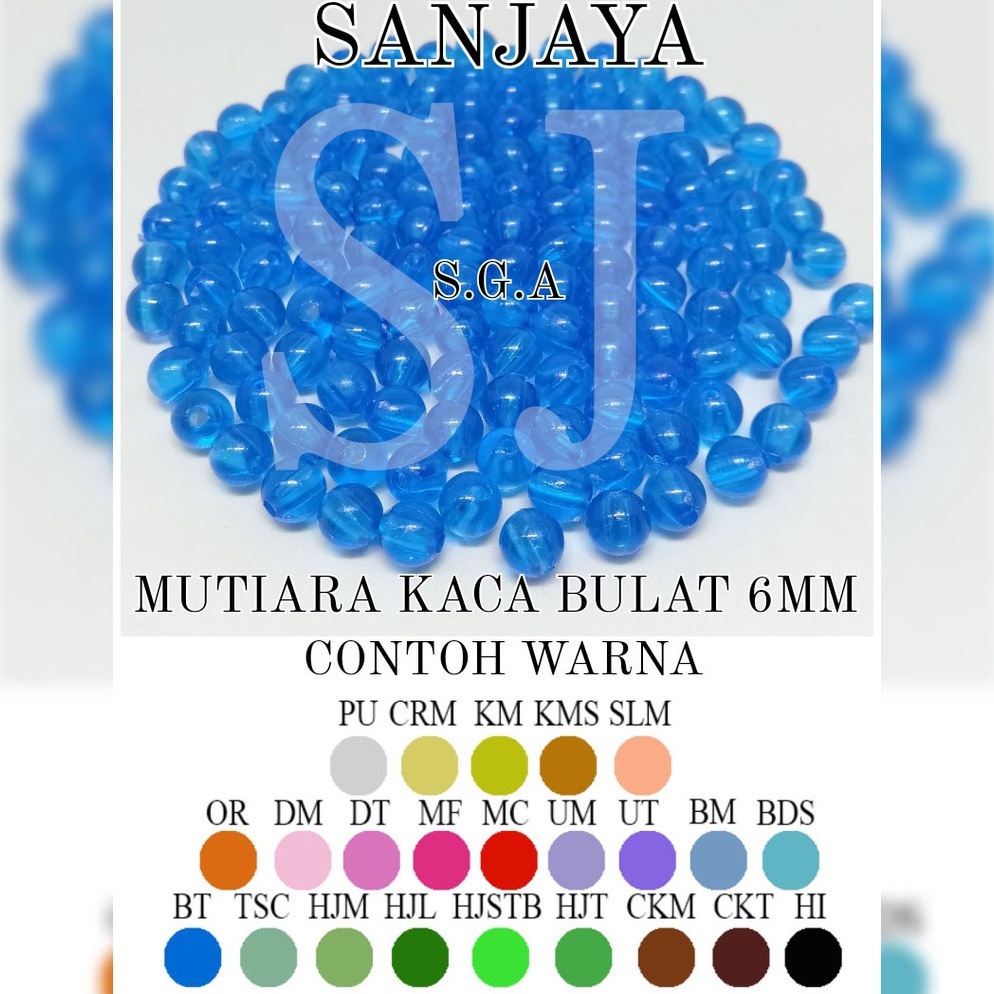 SALE MANIK KACA / MOTE KACA / MANIK BULAT / MOTE BULAT / MOTE KACA BULAT / MUTIARA KACA BULAT 6MM