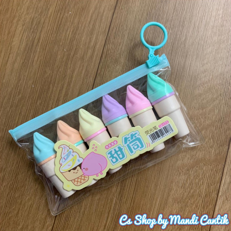 

Ready Highlighter Model Ice Cream Cone Unik 1set Isi 6pcs Stabilo Eskrim T100 ❂