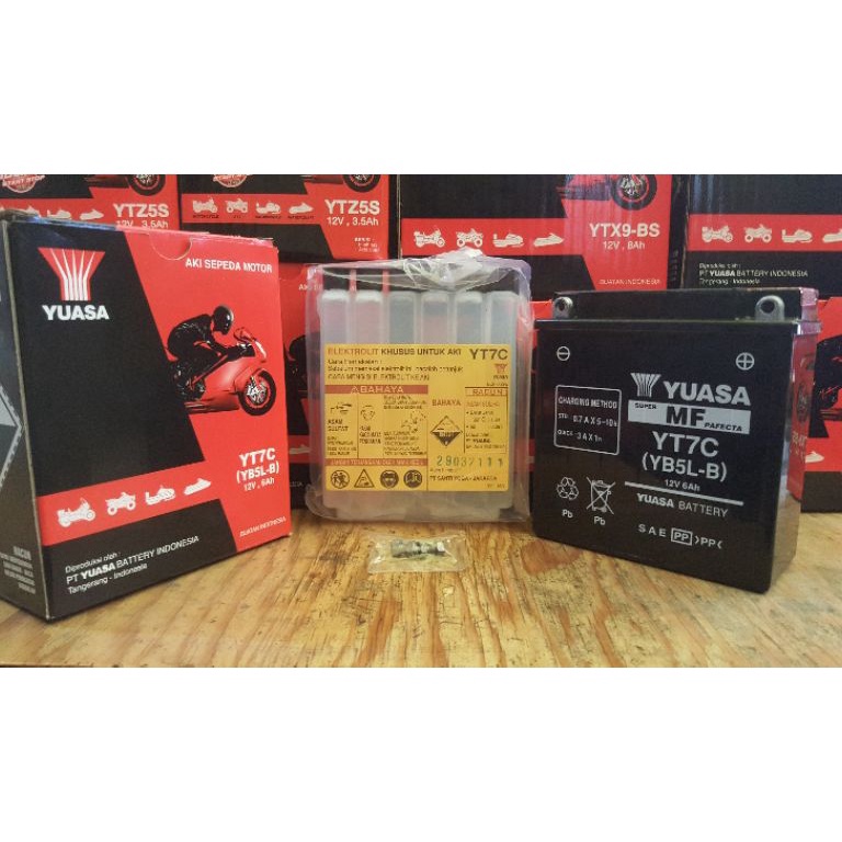 TERPERCAYA AKI KERING MOTOR SUPRA FIT, ASTREA, VEGA YUASA YT7C ORIGINAL