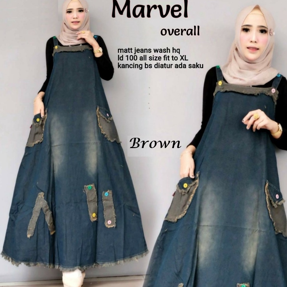 (D ㊚G☀J> Marvel overall gamis / Overall wanita terbaru / Overall jeans / Overall wanita jumbo / Jump
