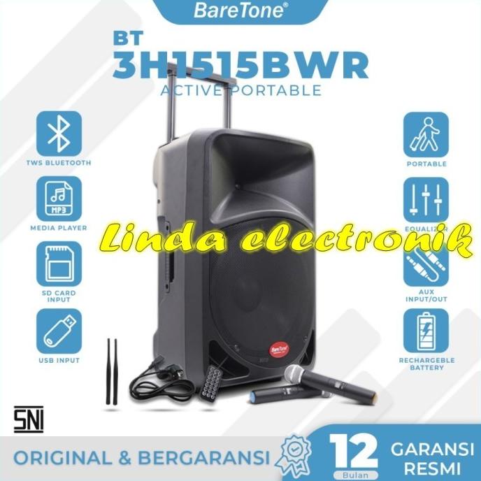 SALE portable wireless baretone bt 3h1515bwr +stand baretone bt3h1515bwr Termurah