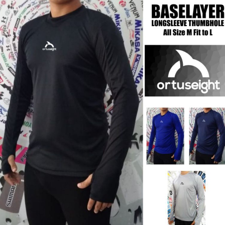 [N ◆O♡T] ⭐⭐⭐⭐⭐ baselayer panjang hitam lubang jempol manset hitam jersey long sleeve sepak bola kaos