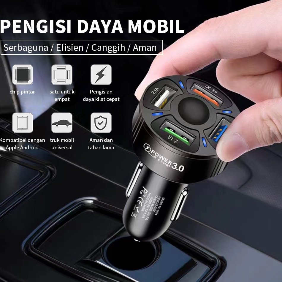 NEW STOCK Casan Mobil 4 Port Cas Mobil Fast Charging Charger Mobil Colokan Usb 4 Lubang