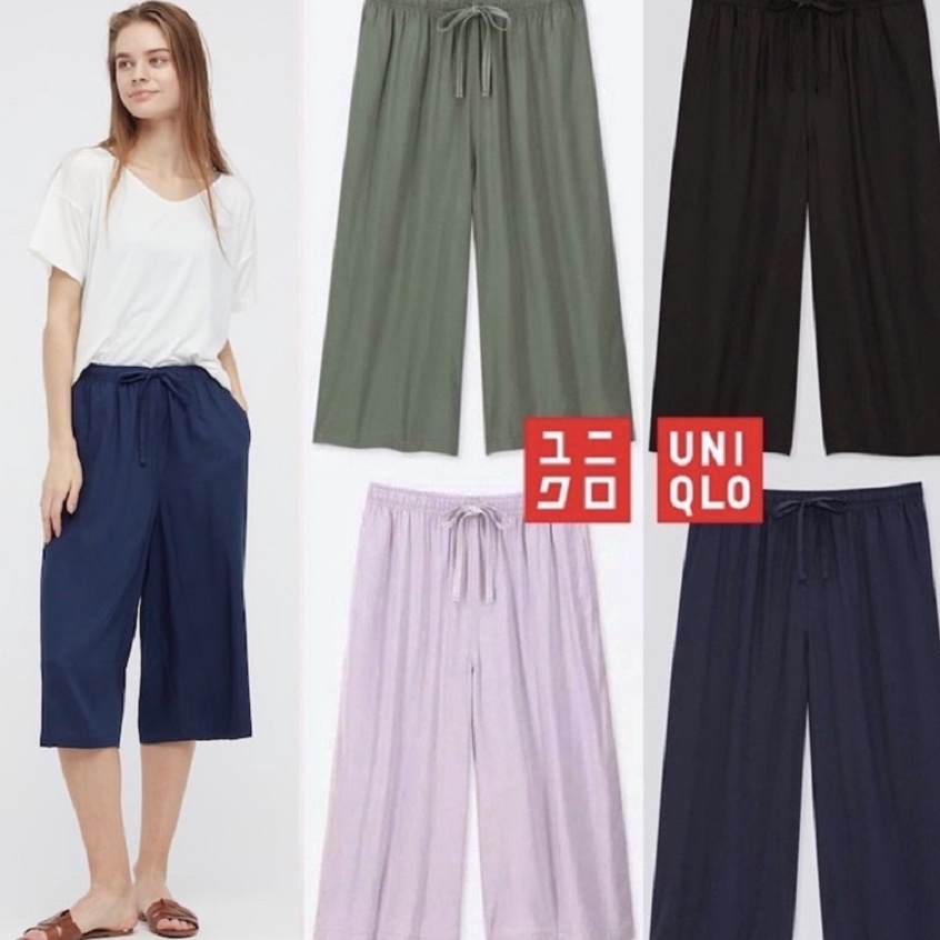 Lihat Disini4k4Jy Celana Kulot Uniqlo Relaco Original Pendek Wanita Polos 7/8