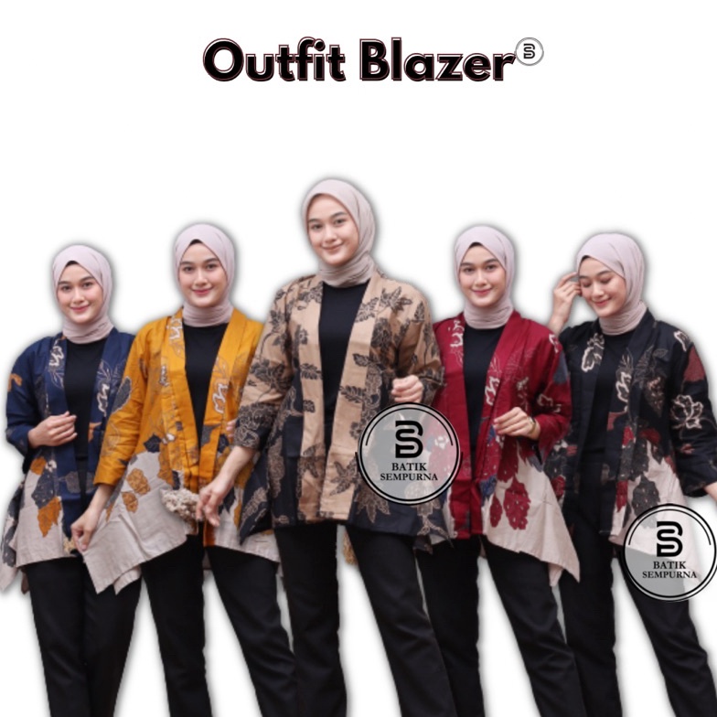 [M ㊛X»0> Blazer Batik Wanita Kerja Modern Bahan Katun Ld 110cm & Jumbo 120cm /murahh