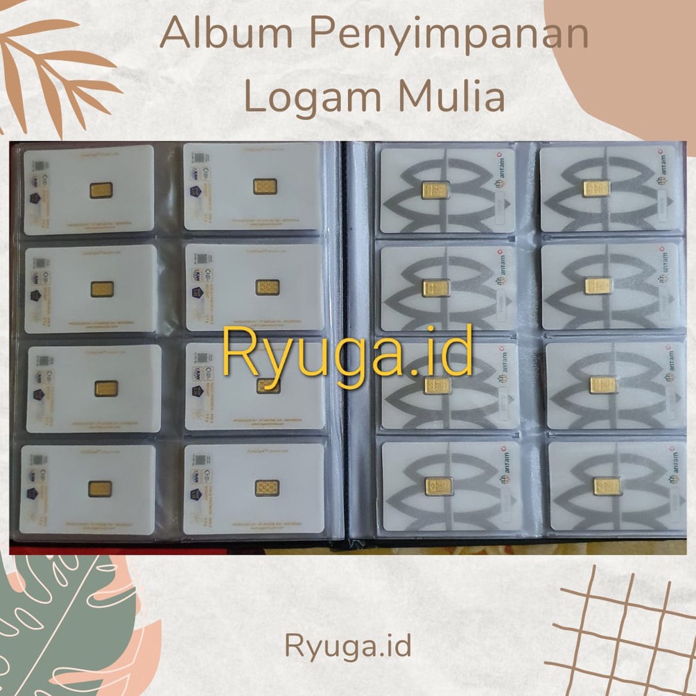 [F ☛X☆J> Album Dompet Tempat Wadah Box Menyimpan Kartu Penting Logam Mulia Emas Antam Certicard Cert