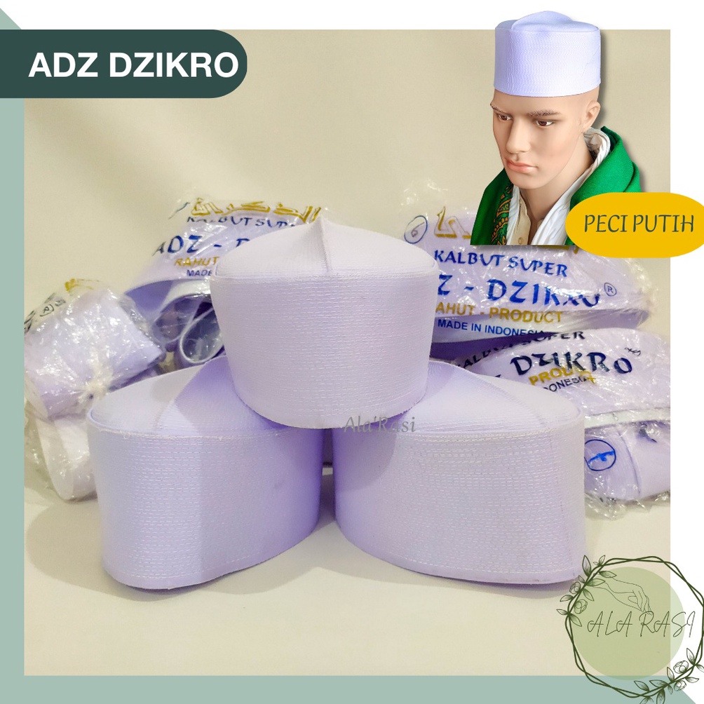 [E ♥L✮5] Peci Batok Adz - Dzikro ADZIKRO Songkok Putih Tinggi 7 dan 8,5 - 9 cm Kopiah Habib Bahar /t