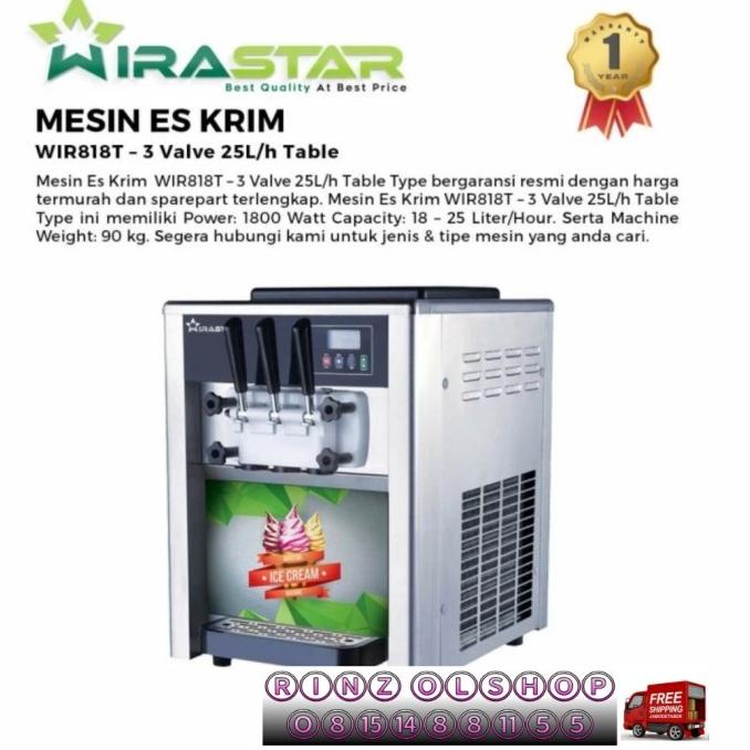 MESIN ES KRIM WIRASTAR WIR-818T ICE CREAM 3 VALVE TABLE WIR818T