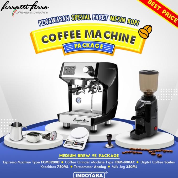 Paket Mesin Kopi Espresso Mesin Kopi Ferratti Ferro - Medium Brew 95