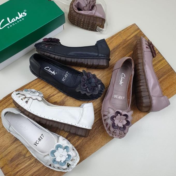 CLARKS FLAT/CLARKS BUNGA SEPATU WANITA KULIT ASLI
