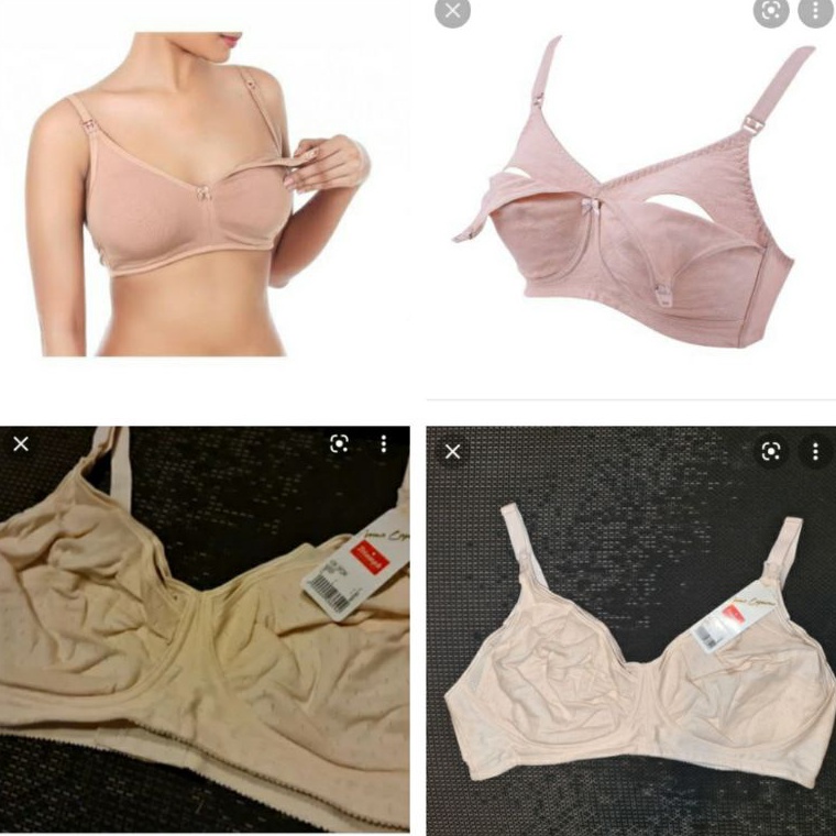 (ZW♥/Y➛) AMO BY TRIUMPH NURSING BRA / BRA MENYUSUI TRIUMPH COTTON SIZE 32C 34C 38A - Tanpa busa, tan