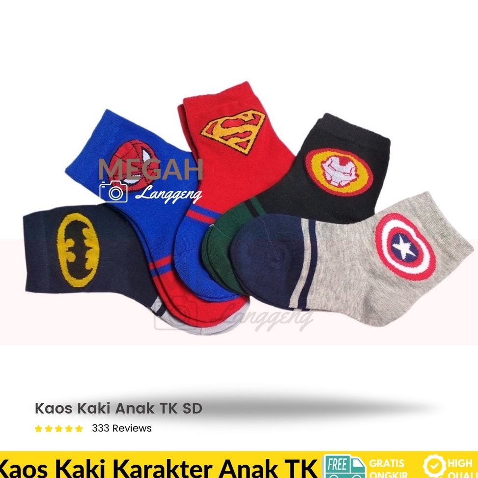 Harga Spesial [5 Pairs] kaos kaki superhero - kaos kaki anak tk laki laki - Kaos kaki Anak Laki-Laki